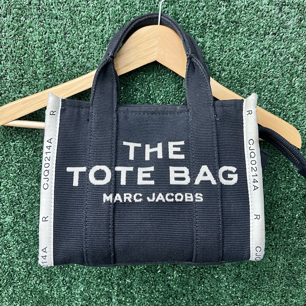 Marc Jacobs The Jacquard Small Tote Bag Black With Crossbody Strap